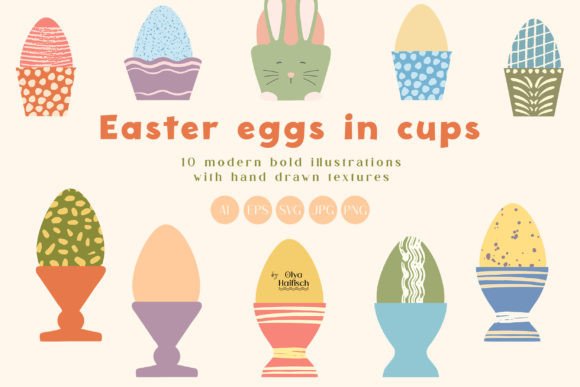 Cute Easter Eggs in Cups Vector Clipart: A Fresh Take on Spring Design