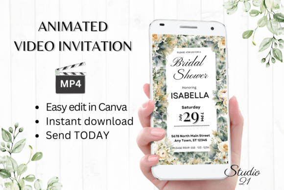 Electronic Bridal Shower Invite W4420: Instant Digital Style