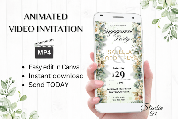 Electronic Engagement Party Invite W1424: Instant Style