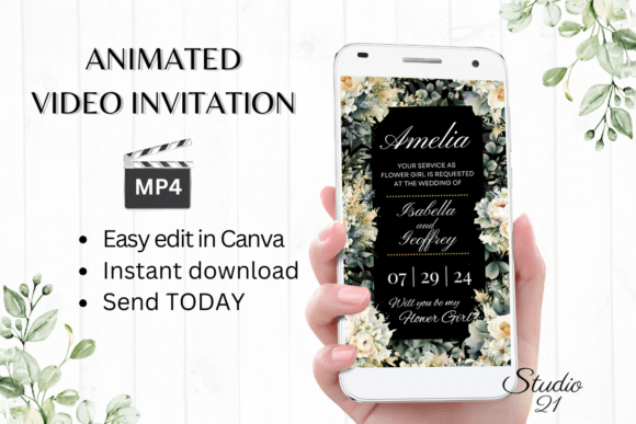 Electronic Flower Girl Proposal W3421FG: A Modern Script for Digital Invitations