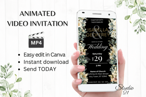 Electronic Wedding Invitation W8425: Your Animated Digital Evite