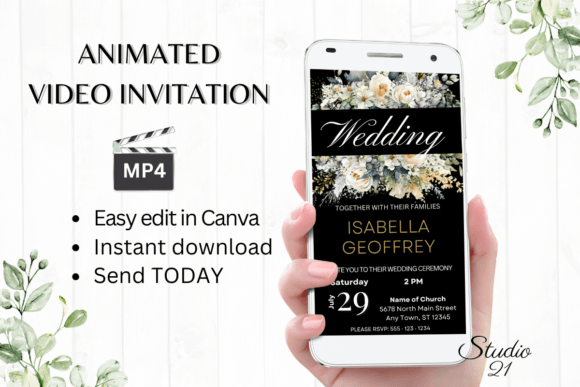 Electronic Wedding Invitation W8427: A Modern Template for Your Big Day