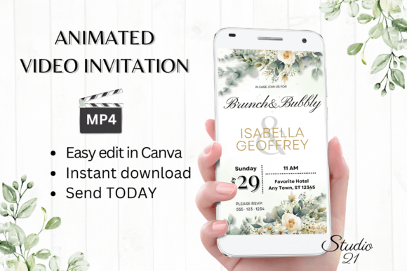 Elegant Invitations in Minutes: The Electronic Wedding Brunch Invite W9422