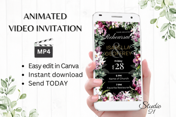 Elegant Orchids Rehearsal Dinner Invite W7451: A Digital Solution