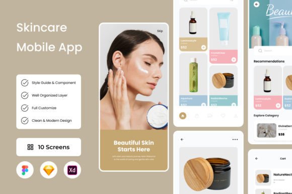 Glow - Skincare Mobile App: A Design Asset for Radiant Digital Experiences