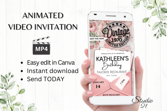 Instant Retro Charm: Your Digital Birthday Invitation