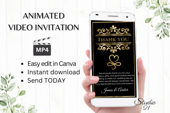 Minimalist Wedding Thank You W9917TU: Modern Typography for Meaningful Moments