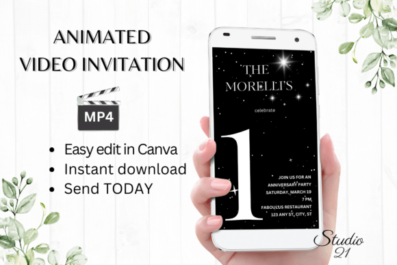 Modern Digital Anniversary Party Invite: Animated Elegance