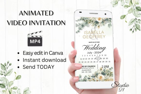 Modern Digital Invitations with Electronic Wedding Invitation W8422B