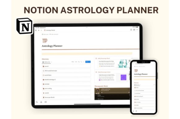 Notion Astrology Planner, Tarot Journal