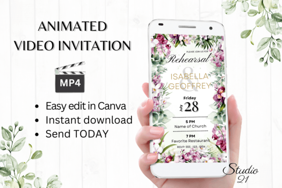 Orchids Rehearsal Dinner Invite W7450: Effortless Elegance for Your Special Event