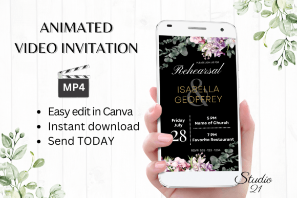 Orchids Rehearsal Dinner Invite W7453: A Modern Digital Template