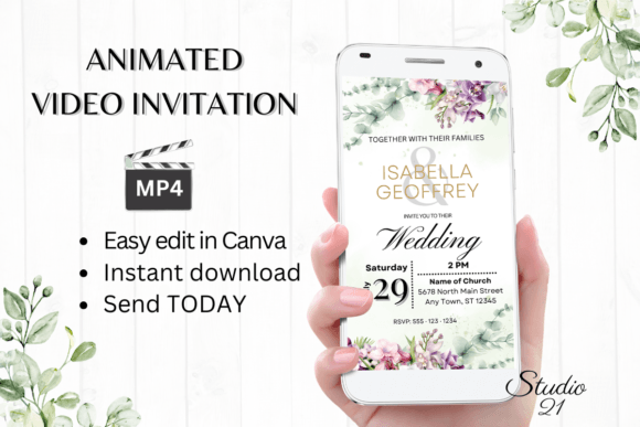 Orchids Wedding Invitation W8452: A Modern Digital Design Asset