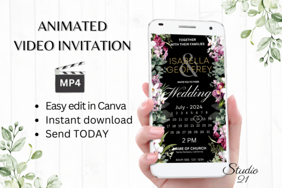Orchids Wedding Invitation W8455B: A Modern Digital Template