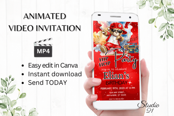 Smartphone Hip Hop Party Invite: Instant Digital Style