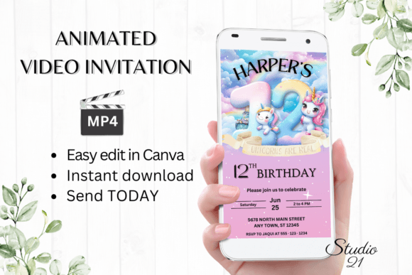 Unicorn Birthday Invitation 12 Years Old: A Digital Design Deep Dive