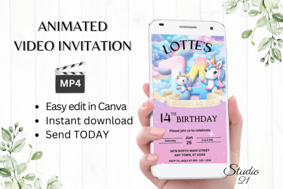 Unicorn Birthday Invitation 14 Years Old: A Digital Template Guide