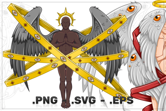 Vector Design Angel with Celestial Hoops