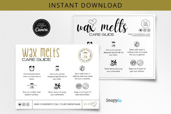 Wax Melts Care Card Template Canva: Design & Branding Guide